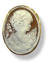 Spilla Mandile 1922 Donna Cammei antichi in Oro Conchiglia 1MSPC9 - 1MSPC9